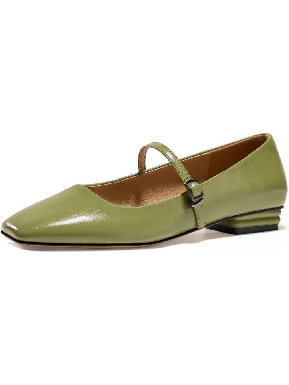 GotSoft Women's Green Rubber Faux Leather Closed Toe Buckle Slip On Classy Shoes